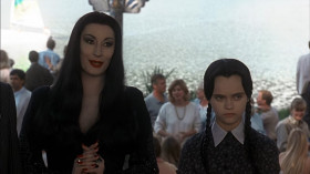 <b>Morticia:</b> - Wednesday's at that age when a young girl has only one thing on her mind.
<b>Ellen:</b> - Boys?
<b>Wednesday:</b> - Homicide.