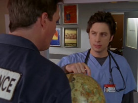 - Point to Iraq.
- Why do you keep a globe on your janitor cart?
- In case I get lost. I'll give you a hint. It's not the country shaped like a boot.
- That's Iraq.
- That's China.
- You're China.
- That's an outrageous accusation...
