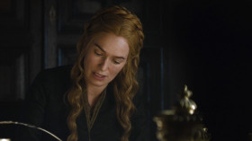 - Put the pen down, dear. We both know you're not writing anything.
- Ah, yes. The famously tart-tongued Queen of Thorns.
- And the famous tart, Queen Cersei.