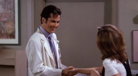 - I'm Rachel Green. I'm Carol's ex-husband's sister's roommate. Ha, ha.
- It's nice to meet you. I'm Dr. Franzblau. I'm your roommate's brother's ex-wife's obstetrician. 