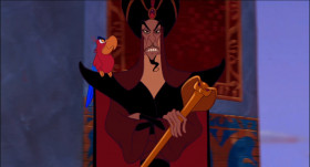 - Your Majesty, I have journeyed from afar to seek your daughter's hand.
- Prince Ali Ababwa. Of course. I'm delighted to meet you. This is my royal vizier, Jafar. He's delighted, too.
- Ecstatic.