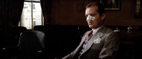 - My goodness, what happened to your nose?
- Cut myself shaving.
- Well, you ought to be more careful. That must really smart.
- Only when I breathe.