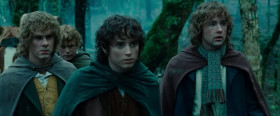 <b>Frodo Baggins:</b> - Where are you taking us?
<b>Aragorn:</b> - Into the Wild.
<b>Meriadoc Brandybuck:</b> - How do we know this Strider is a friend of Gandalf?
<b>Frodo Baggins:</b> - I think a servant of the enemy would look fairer... - and feel fouler.
<b>Meriadoc Brandybuck:</b> - He's foul enough.
<b>Frodo Baggins:</b> - We have no choice but to trust him.
<b>Samwise Gamgee:</b> - But where is he leading us?
<b>Aragorn:</b> - To Rivendell, Master Gamgee. To the house of Elrond.
<b>Samwise Gamgee:</b> - Did you hear that? Rivendell. We're going to see the Elves.