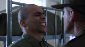 - What's your name, scumbag?
- Sir, Private Brown, sir.
- Bullshit. From now on you're Private Snowball. Do you like that name?
- Sir, yes, sir.
- Well, there's one thing that you won't like, Snowball: They don't serve fried chicken and watermelon... on a daily basis in my mess hall.
- Sir, yes, sir.